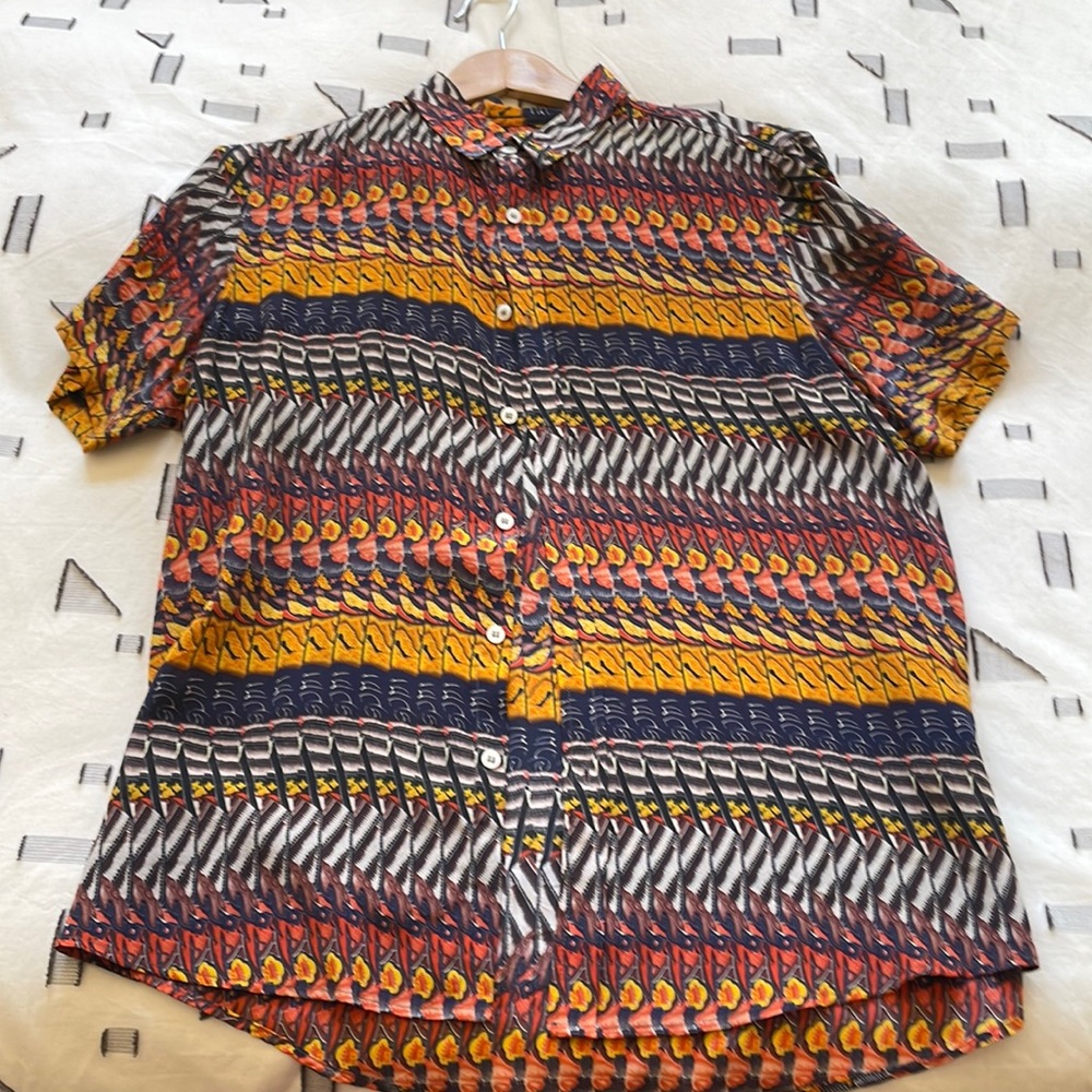 Oxford Lads Deadstock Butterfly Print Silk Shirt